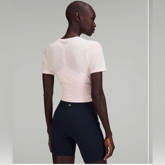NWT Lululemon Cropped Cotton Ribbed-Band T-Shirt Strawberry Milkshake Sz 6 - Picture 2 of 6
